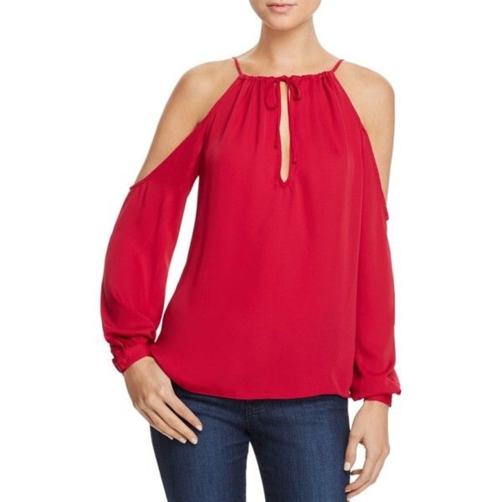 Cola shoulder top with deep v neck